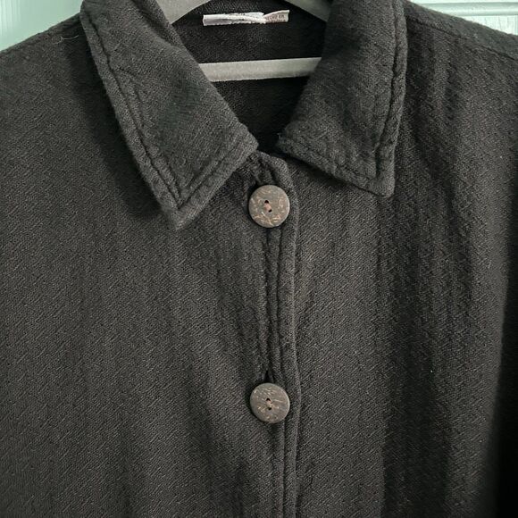 El Huarache Womens Black Woven Cotton Blazer Jacket XS Boho Vtg Minimalist Basic - Picture 4 of 10